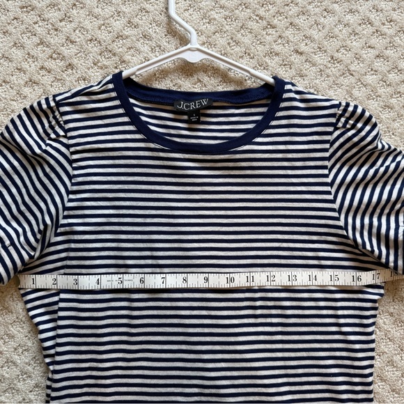 J.Crew blue & white striped short sleeve puffed sleeve crewneck T-shirt small - Picture 8 of 9